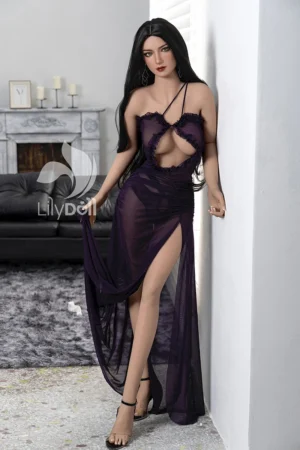 Selene-D brown long hair sex doll, long wavy brown hair, image 2