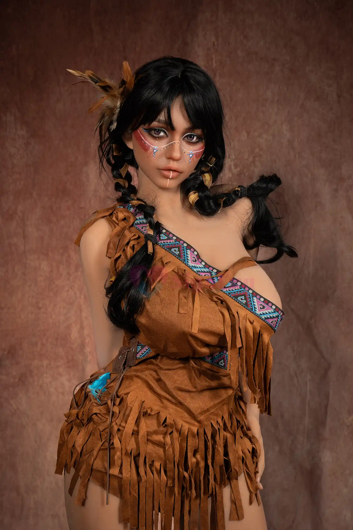 Ada Sex Dolls In Stock, 159 cm, Silicone Head + TPE Body, Dark Tanned finish, Grey eyes, product image 2