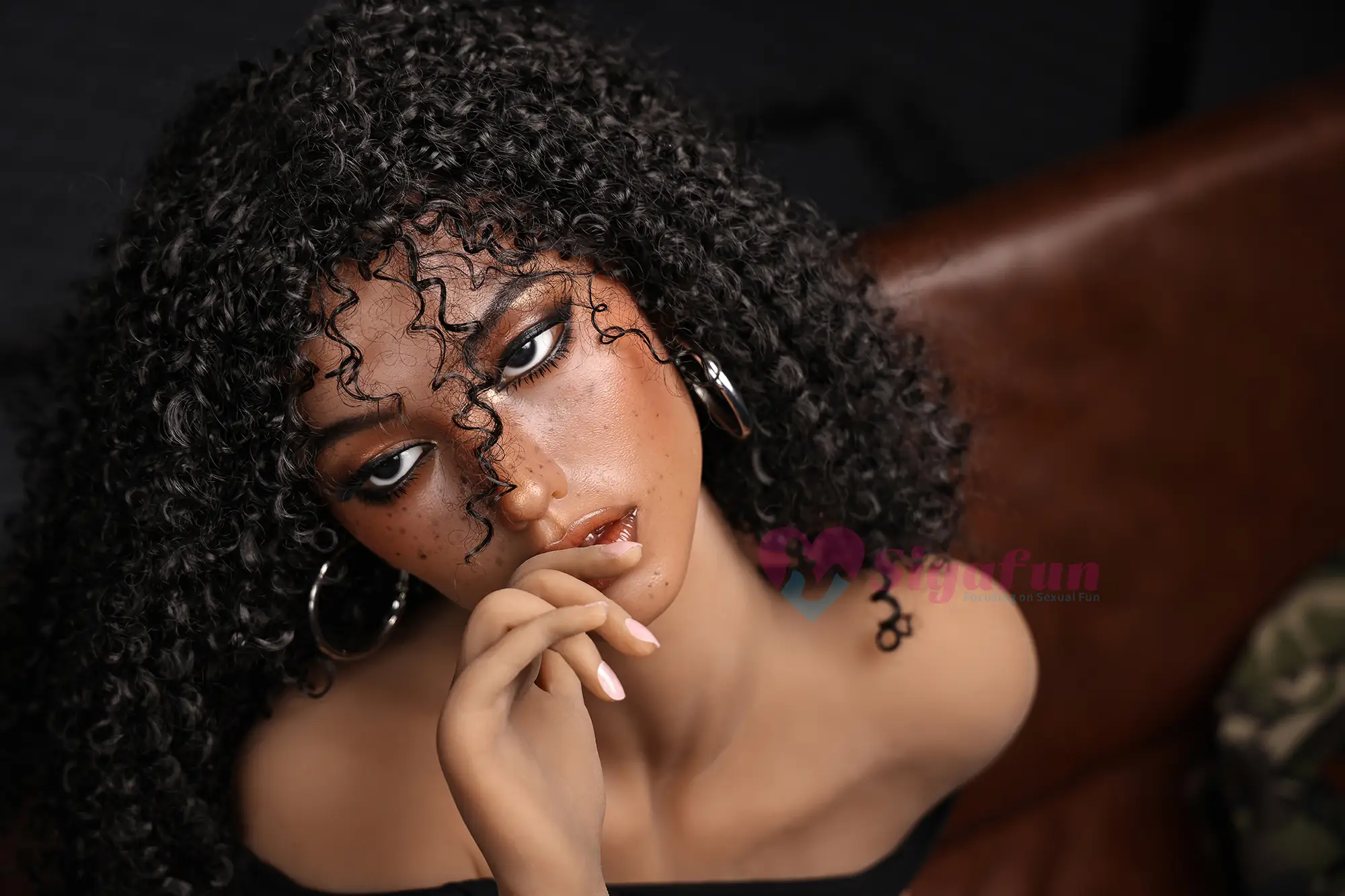 Delia TPE Sex Dolls In Stock, 163 cm, Silicone Head + TPE Body, Dark Tanned finish, Blue eyes, product image 23